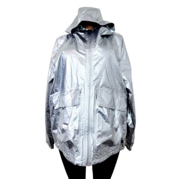 Lululemon Women's Silver Lab Hooded Metallic FullZip Windbreaker Jacket Size XXL - Picture 1 of 9